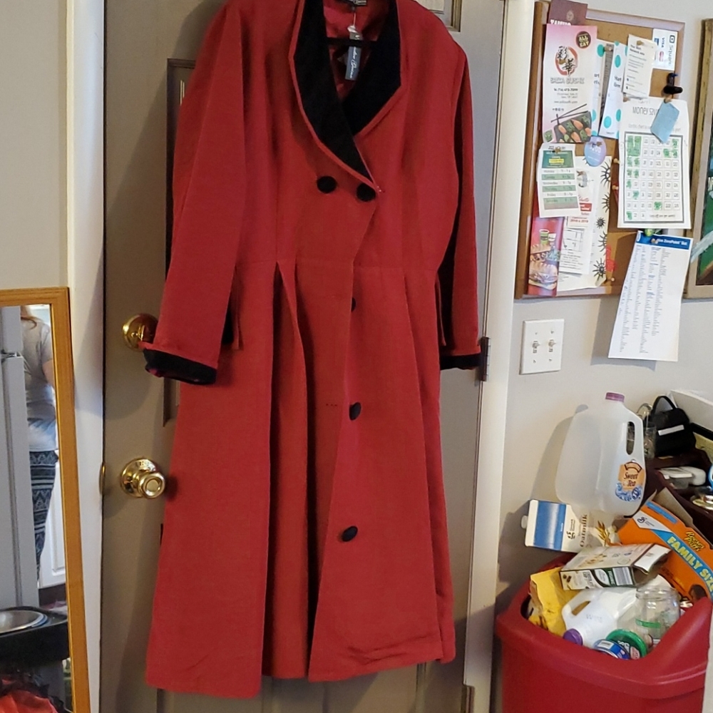 FONTAINE COAT DRESS - RED RIBBED RAYON Trashy Diva - Picture 13 of 16